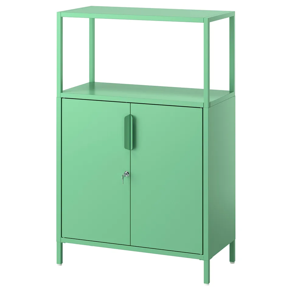 TROTTEN Cabinet with doors, light green, 70x35x110 cm