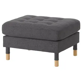 LANDSKRONA footstool, Gunnared dark grey/wood, Length 77 x Width 65 x Height 44 cm