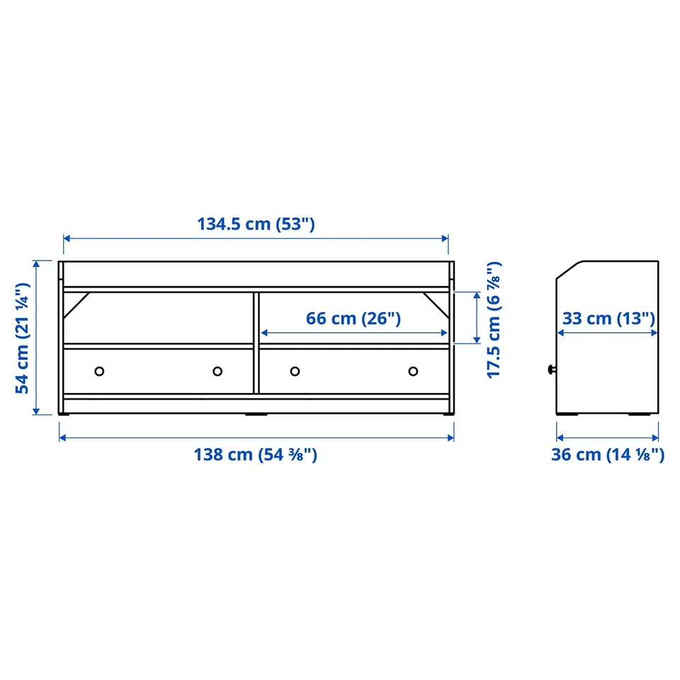 Illustration with measurements for the product: HAUGA.
