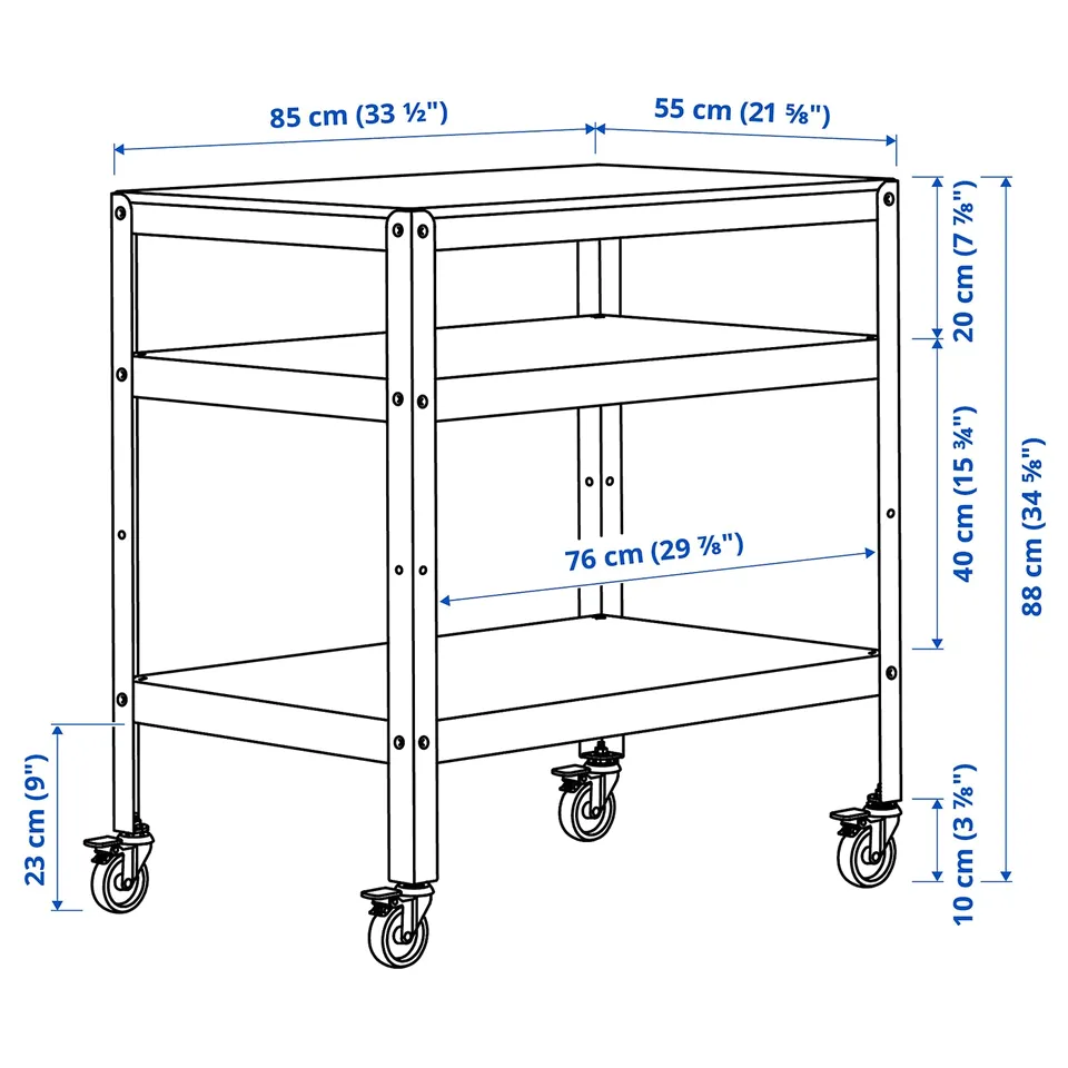 BROR Trolley, black/pine plywood, 85x55 cm