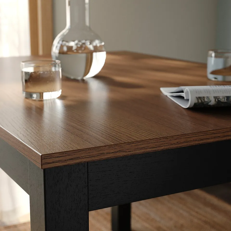 ÅLHULT / LILLÅNÄS Table and 4 chairs, black/brown/Gunnared dark grey chrome-plated, 120x80 cm