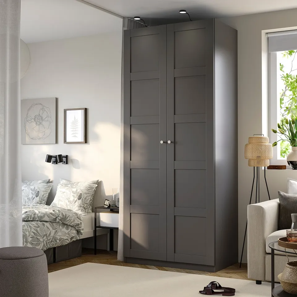 PAX / BERGSBO Wardrobe combination, dark grey/dark grey, 100x60x236 cm