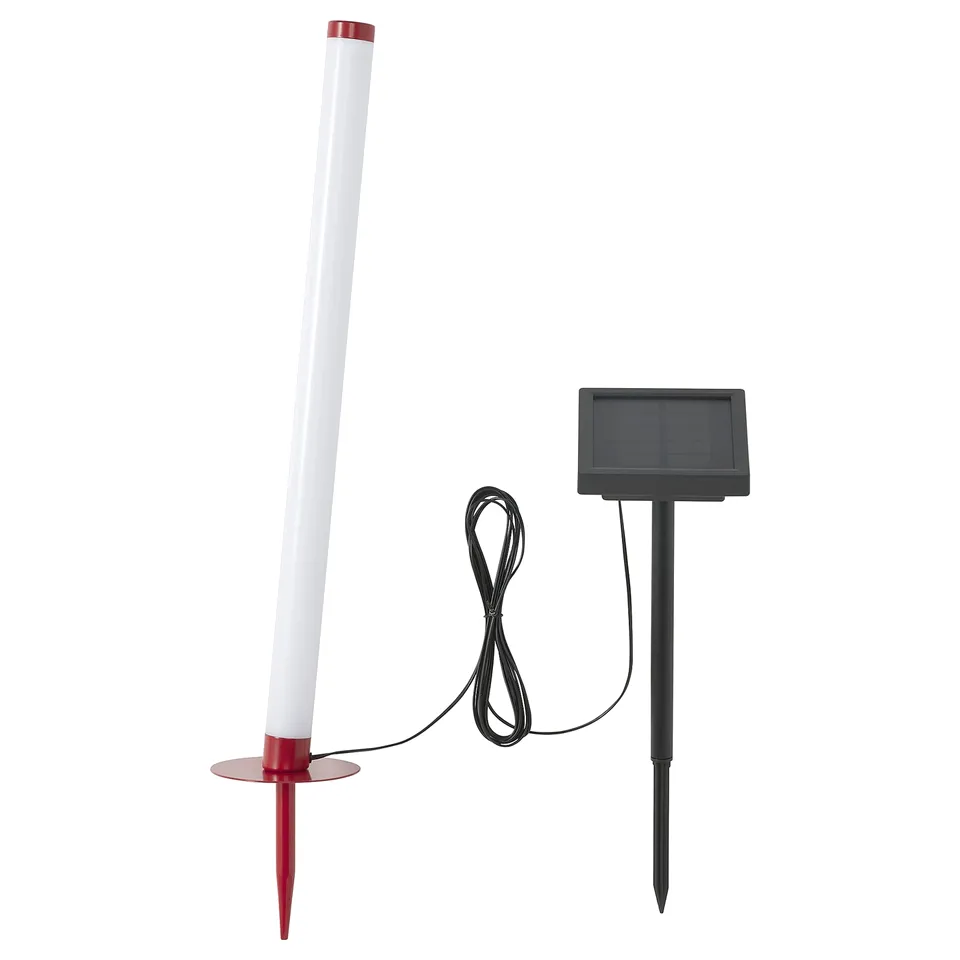 SOLVINDEN solar light: white, red base, plastic, steel.