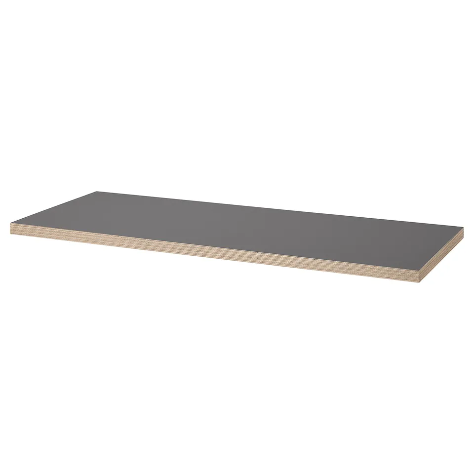 Edges: LAGKAPTEN desk, grey, flat, rectangular, simple design, lightweight, honeycomb paper filling.