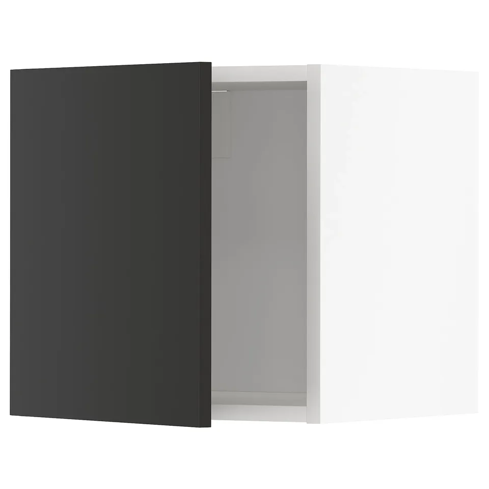 METOD black kitchen cabinet with hinge, modern design.