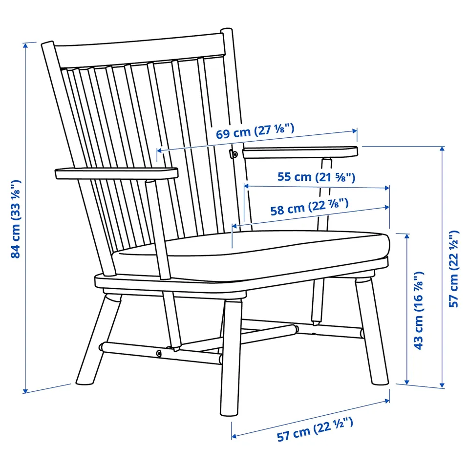 Illustration with measurements for the product: PERSBOL.
