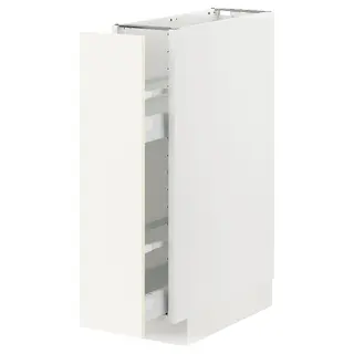 METOD / MAXIMERA base cabinet/pull-out int fittings, white/Vallstena white, 20x60x80 cm