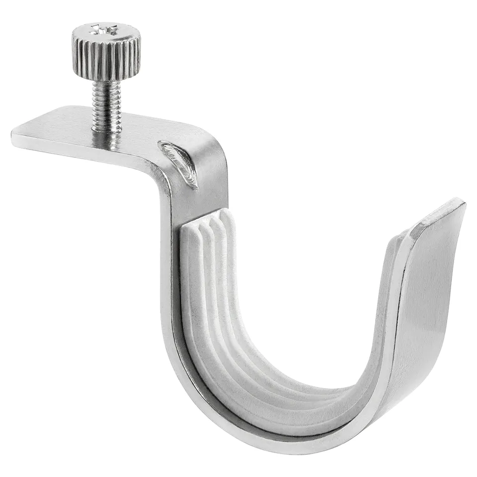 BETYDLIG nickel curtain rod holder with u-hook.