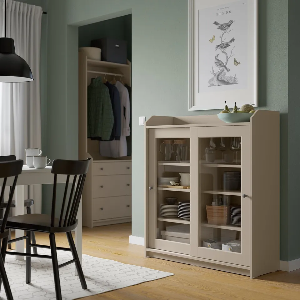 part: HAUGA glass-door cabinet