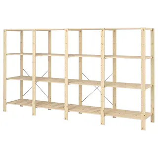 HEJNE 4 sections/shelves, softwood, 307x50x171 cm