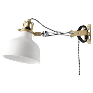 RANARP wall/clamp spotlight, off-white, Width 14 x Depth 34 x Height 12 cm