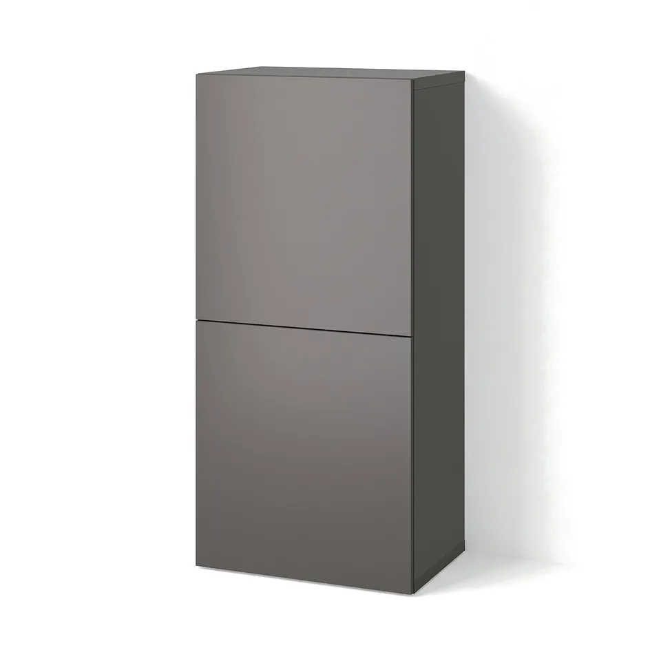 BESTÅ Shelf unit with doors, dark grey/Lappviken dark grey, 60x42x129 cm