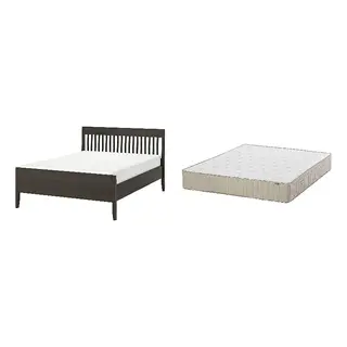 IDANÄS/VATNESTRÖM Bed with 26cm thick mattress, pocket sprung, natural materials,5 comfort zones, extra firm, dark brown/Lönset + extra firm/natural, 150x200 cm
