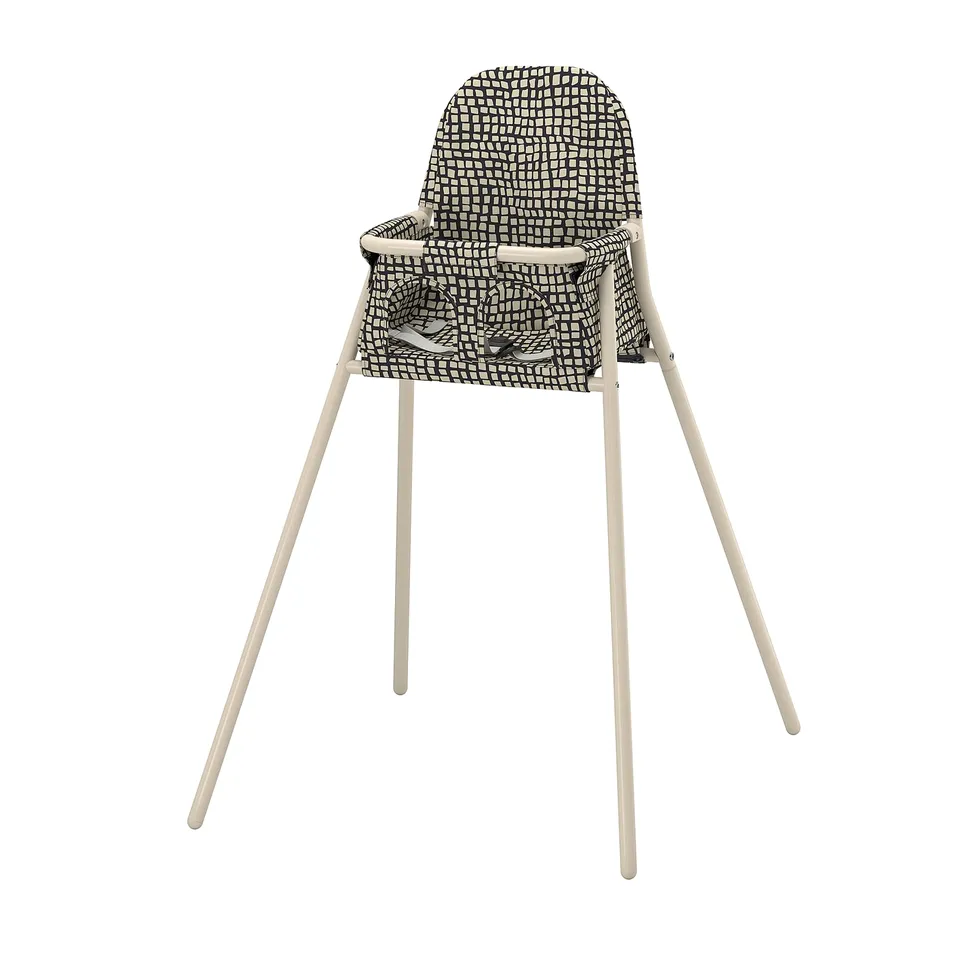 SANDKATT Highchair with tray, beige/anthracite
