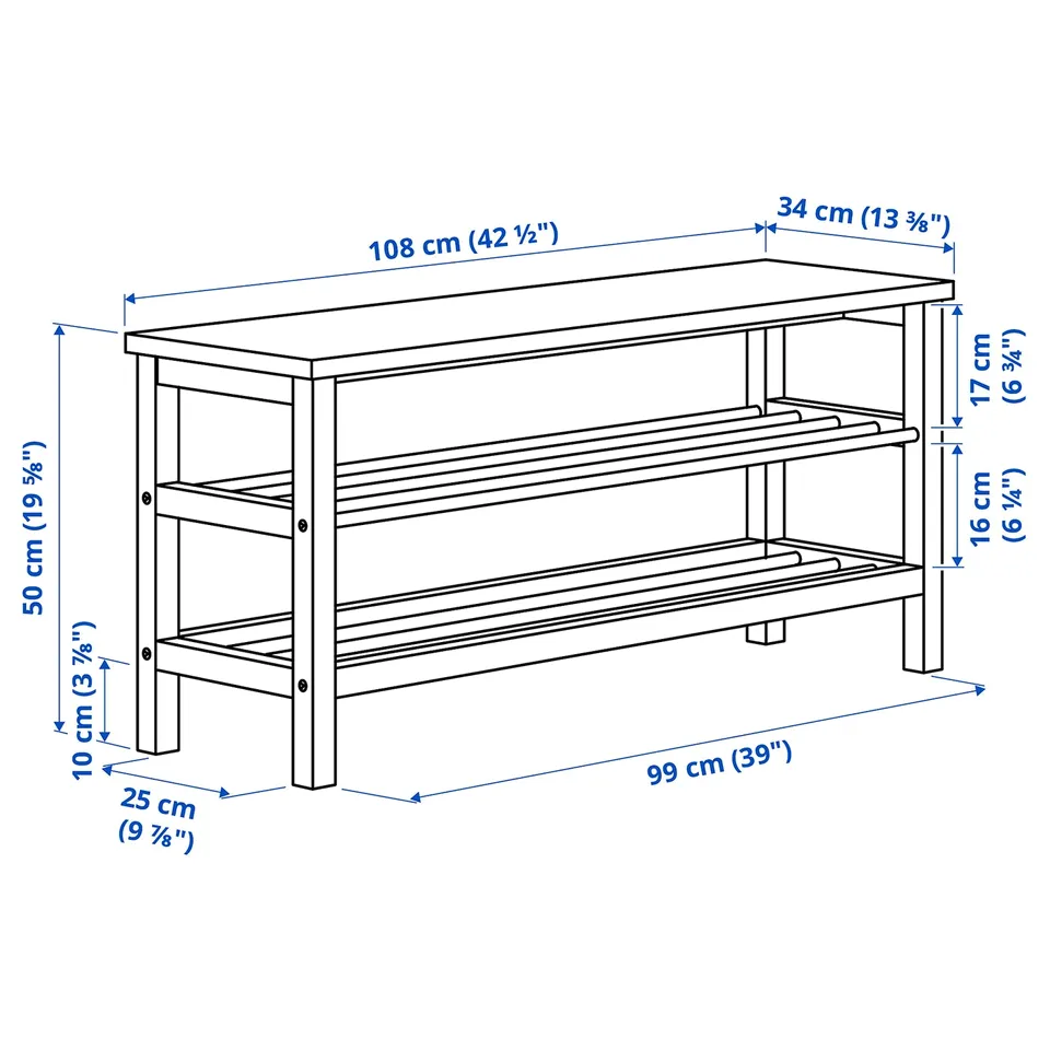 Illustration with measurements for the product: TJUSIG.