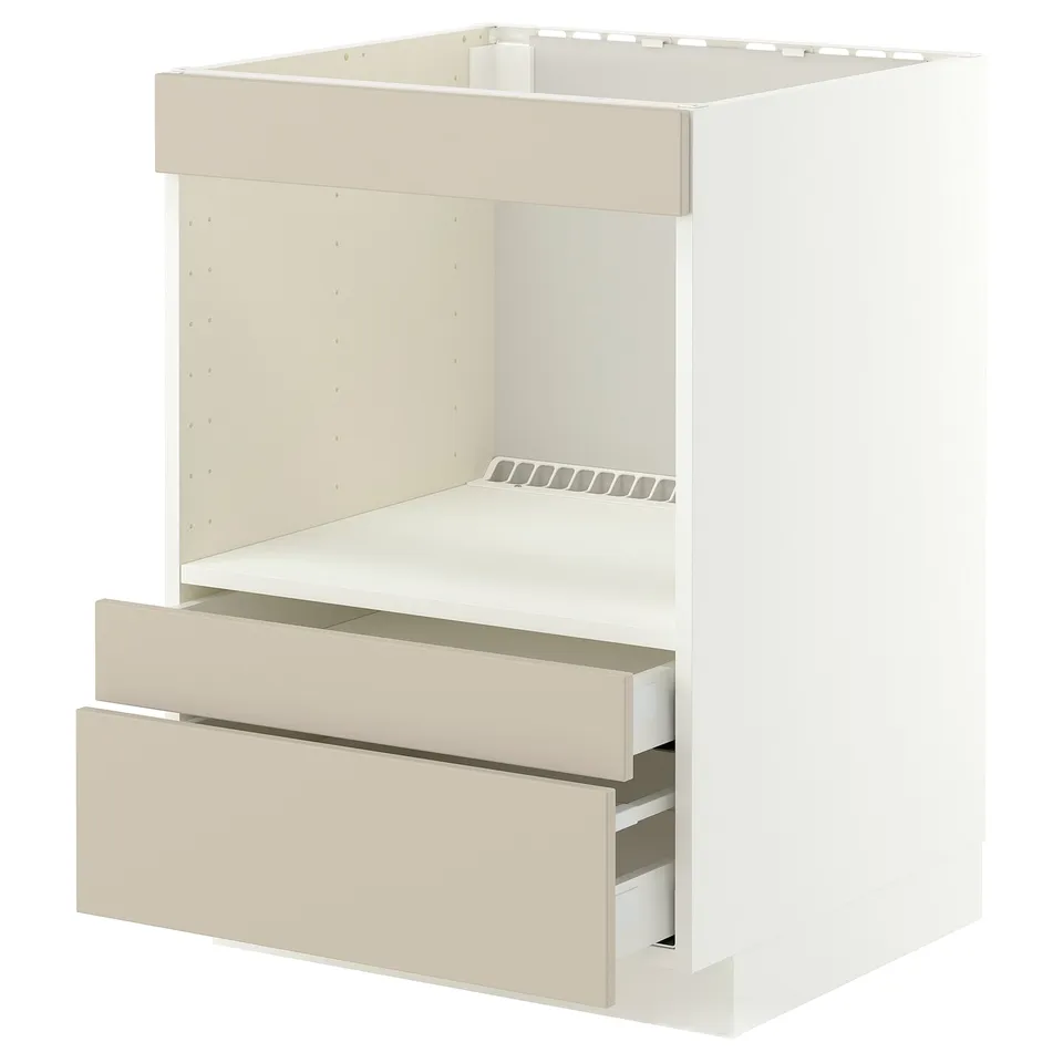 METOD / MAXIMERA Base cabinet f built-in appliances, white/Havstorp beige, 60x60x80 cm