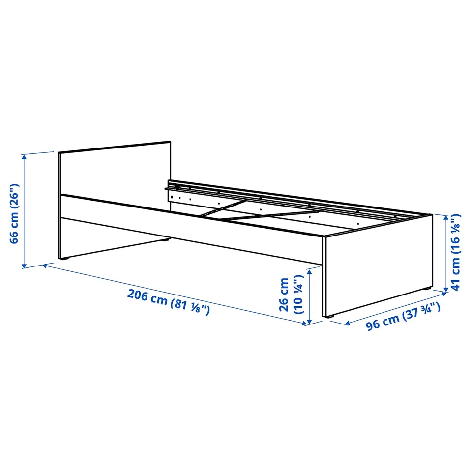 Illustration with measurements for the product: VIHALS.