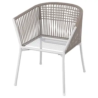 SEGERÖN chair with armrests, outdoor, white/beige, Width 67 x Depth 63 x Height 73 cm