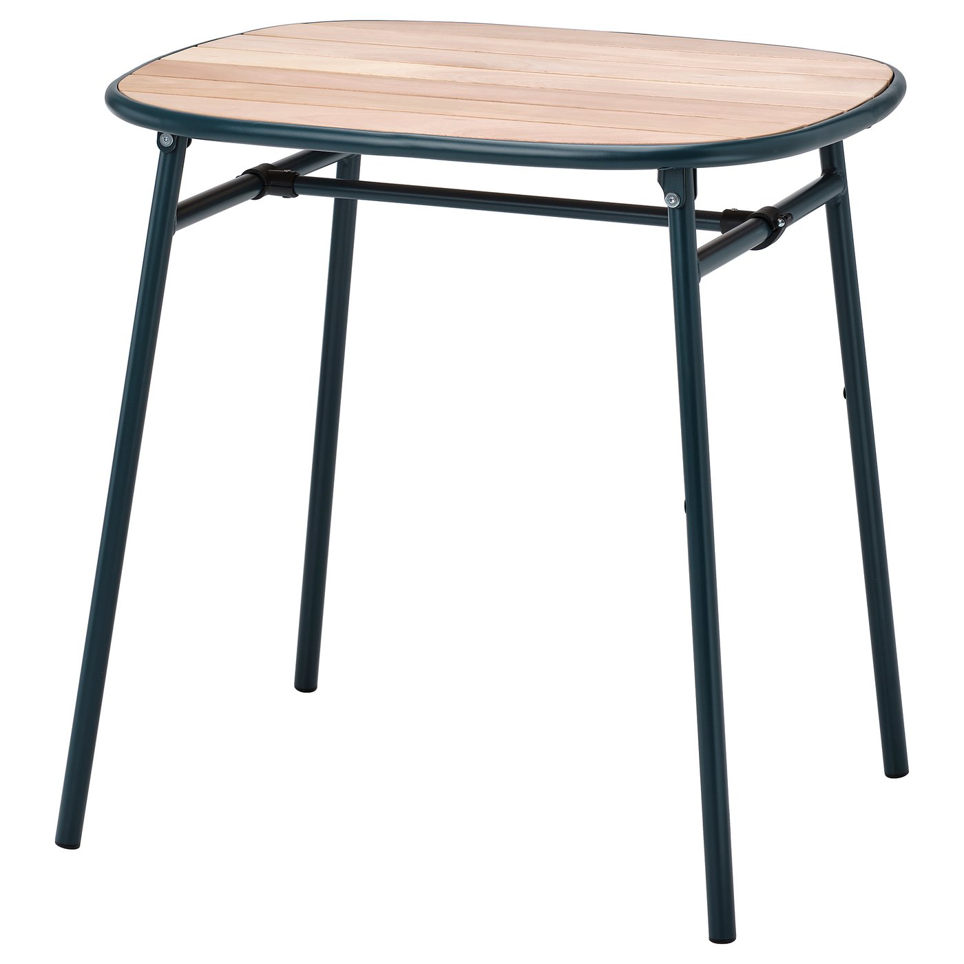 DUVSKÄR table, outdoor, black-blue/eucalyptus, 76x63 cm