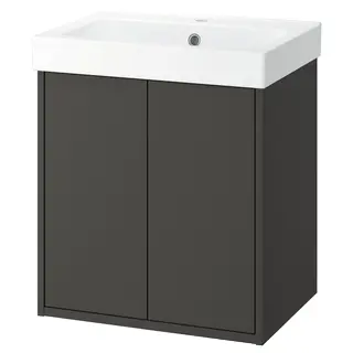 HAVBÄCK / ORRSJÖN wash-stnd w drs/deep wash-basin, dark grey, 62x49x72 cm