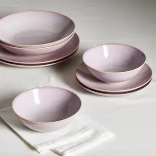 FÄRGKLAR set: bowl x2 + deep plate x2 + plate x2+side plate x2, light pink, 16 cm