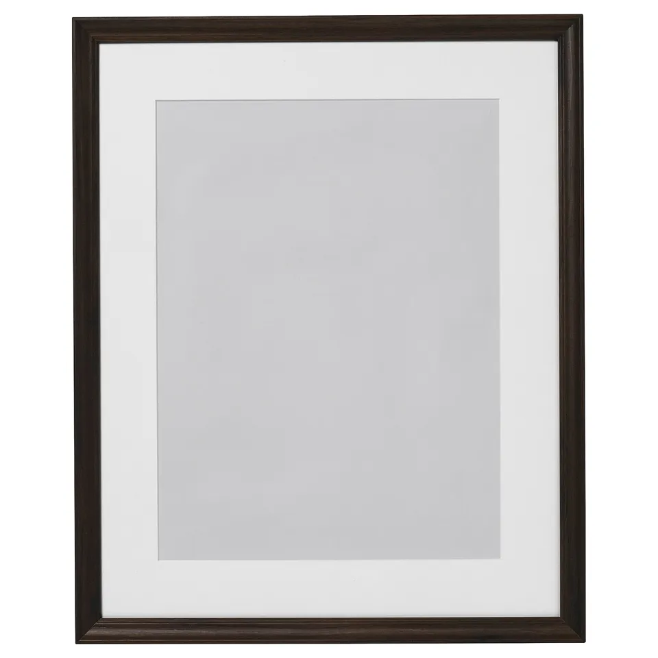 KLOTKÖRSBÄR black photo frame, wooden style, square shape, white mat.