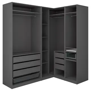 PAX corner wardrobe, dark grey, 211/161x236 cm