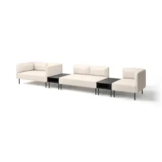 LILLEHEM 5-seat modular sofa with side table, Vissle/beige metal, Width 472 x Height 73 x Depth 76 cm