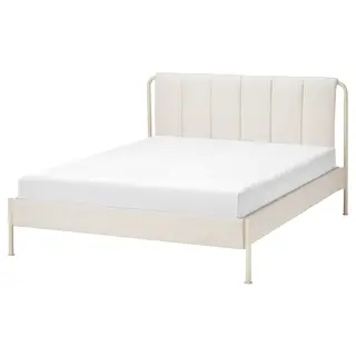 TÄLLÅSEN upholstered bed frame, Kulsta light beige, 150x200 cm