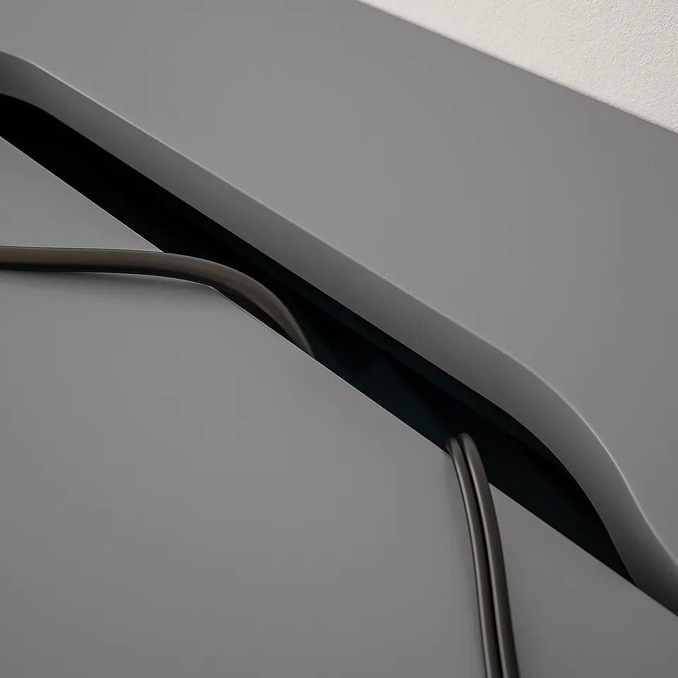 Modern desk with sleek, integrated cable management and clean lines; showcasing quality design and functional.