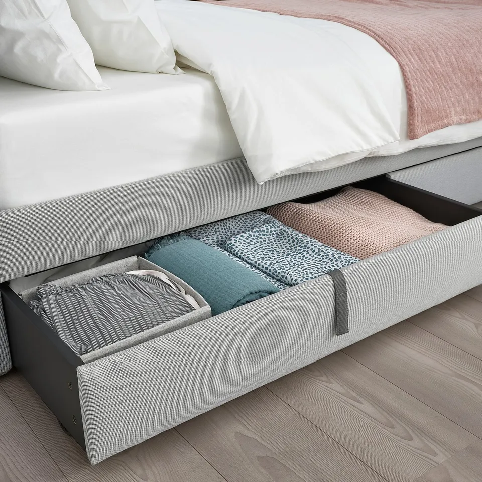 part: GLADSTAD upholstered bed storage box