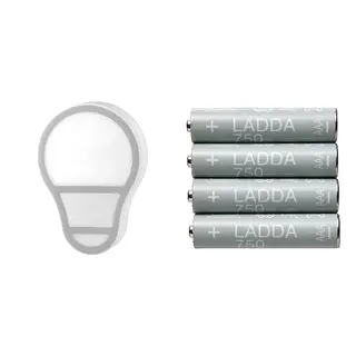 ANKARLÄGG/LADDA set: LED nightlight with sensor + rechargeable battery, battery-operated + HR03 AAA 1.2V, Height 105 x Width 75 mm