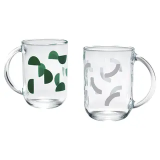 SKEDSTÖR mug, mixed colours white/green, Height 11 cm