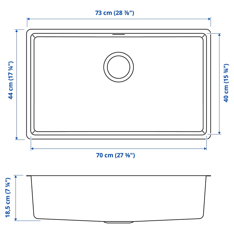 Illustration with measurements for the product: VRESJÖN.