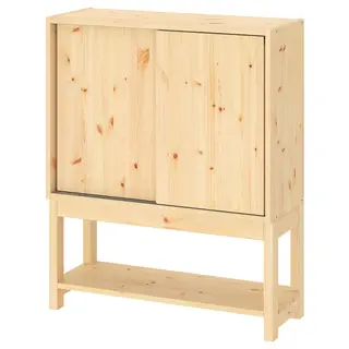 IVAR shelv unit w sliding doors, pine, 80x30x97 cm