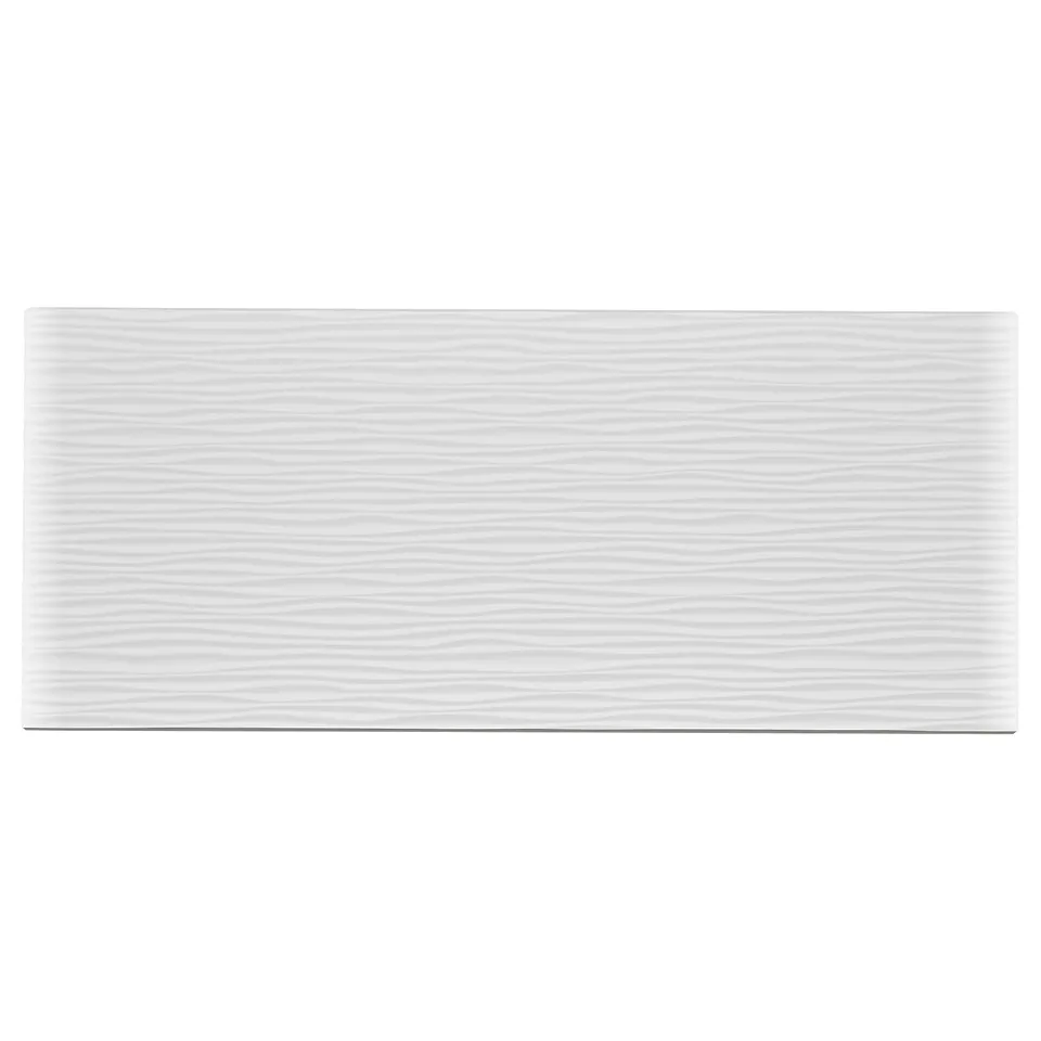 Displays a LAXVIKEN drawer front in white, featuring a textured surface for a modern look, made of particleboard and plastic foil.