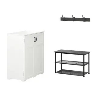 GREÅKER / NIPÅSEN hallway furniture, set of 4, white/black, 84x101 cm