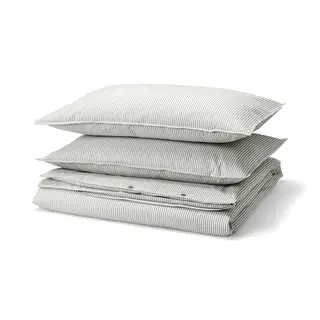 SOLFIBBLA duvet cover and 2 pillowcases, grey white/stripe