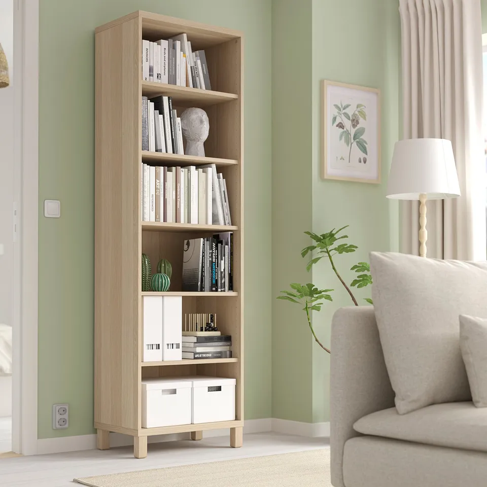 BESTÅ Cabinet unit, white stained oak effect, 60x40x202 cm