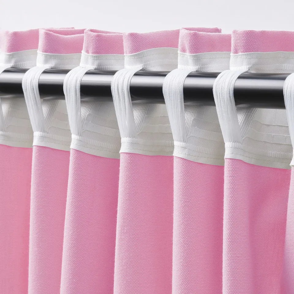 GINSTMOTT Curtains, 1 pair, pink/with heading tape, 145x250 cm
