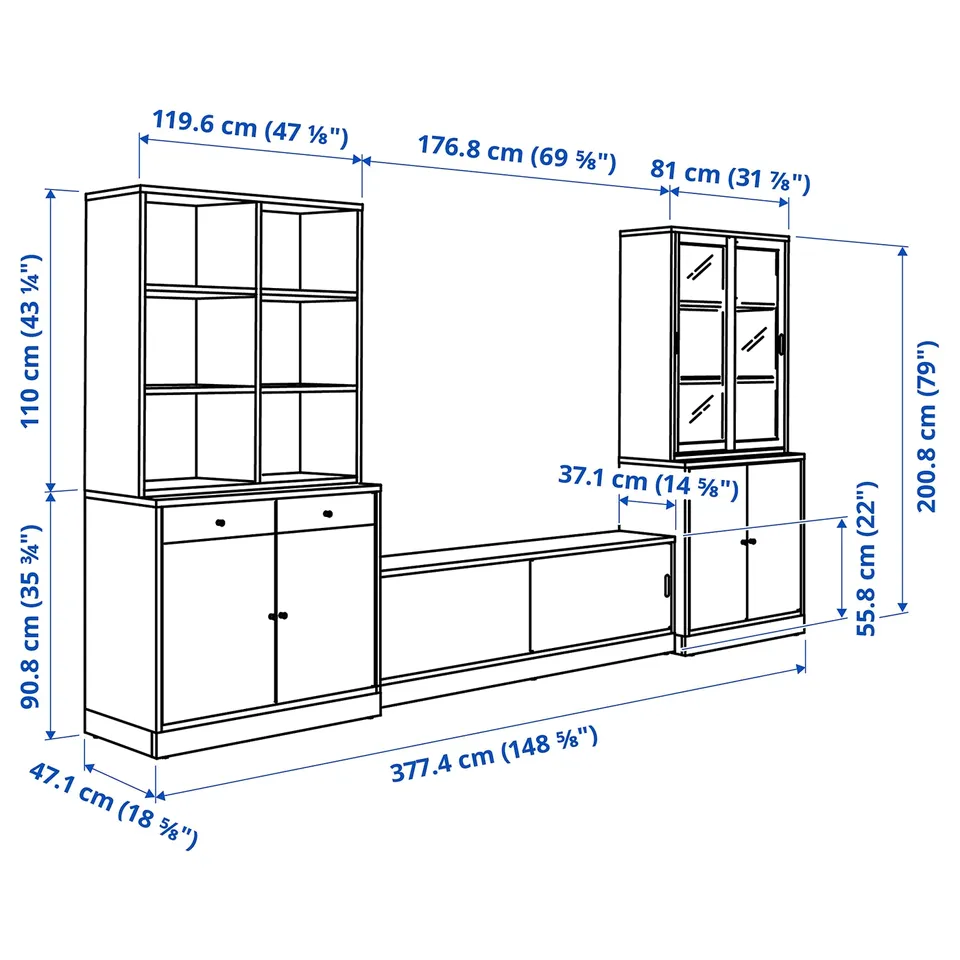 Illustration with measurements for the product: TONSTAD.