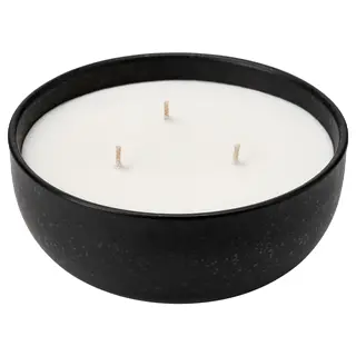 VINTERFINT scented candle/ceramic jar, 3 wicks, Orange and clove/black, Height 6 cm
