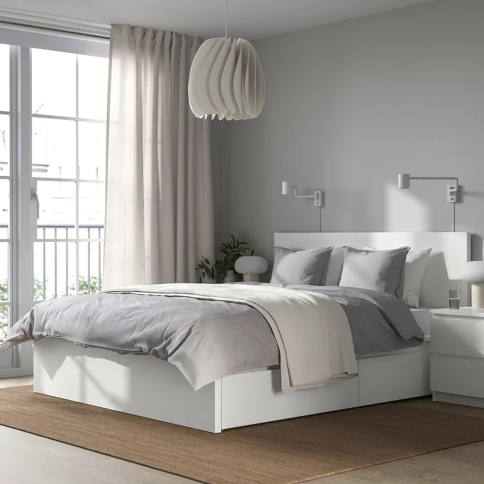 part: MALM bed frame, high, w 2 storage boxes
