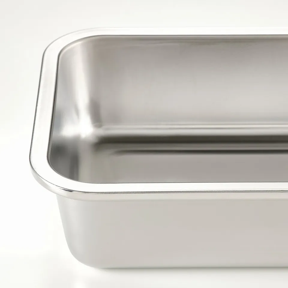 IKEA 365+ Food container with lid, square stainless steel/plastic, 600 ml