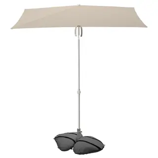 TVETÖ / IGGÖN parasol with base, tilting grey-beige/white dark grey, 180x145 cm
