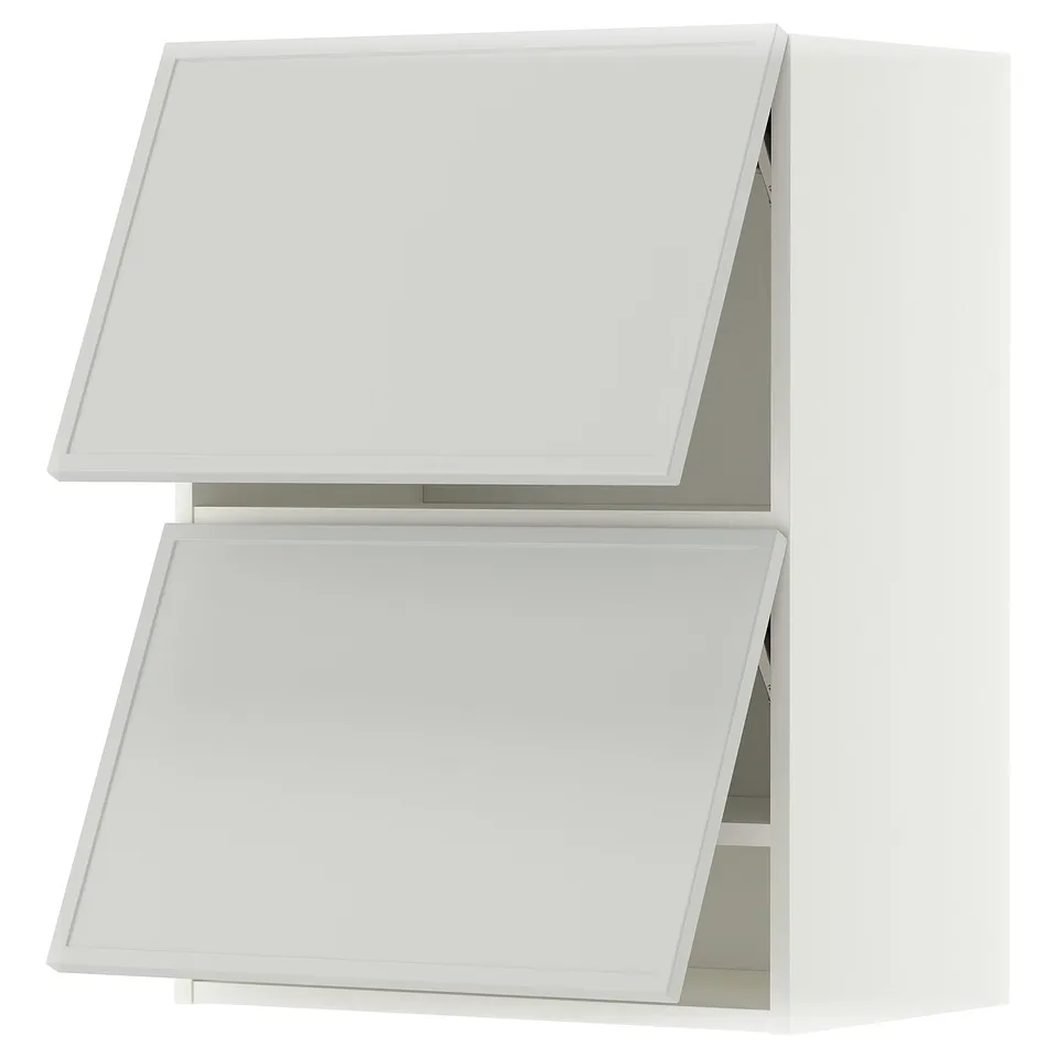 METOD Wall cabinet horizontal w 2 doors, white/Aspudden light grey, 60x37x80 cm