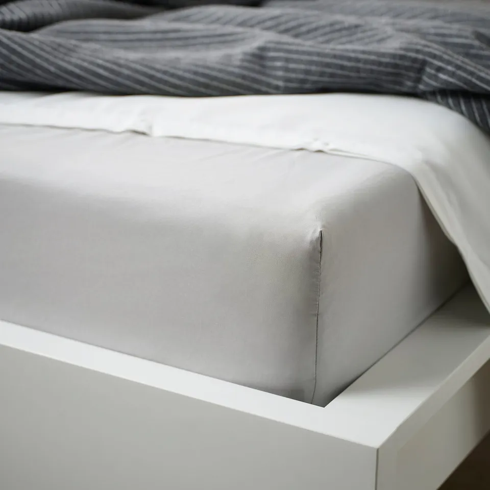 Grey recycled polyester sheet, 16cm fit, soft brushed surface
