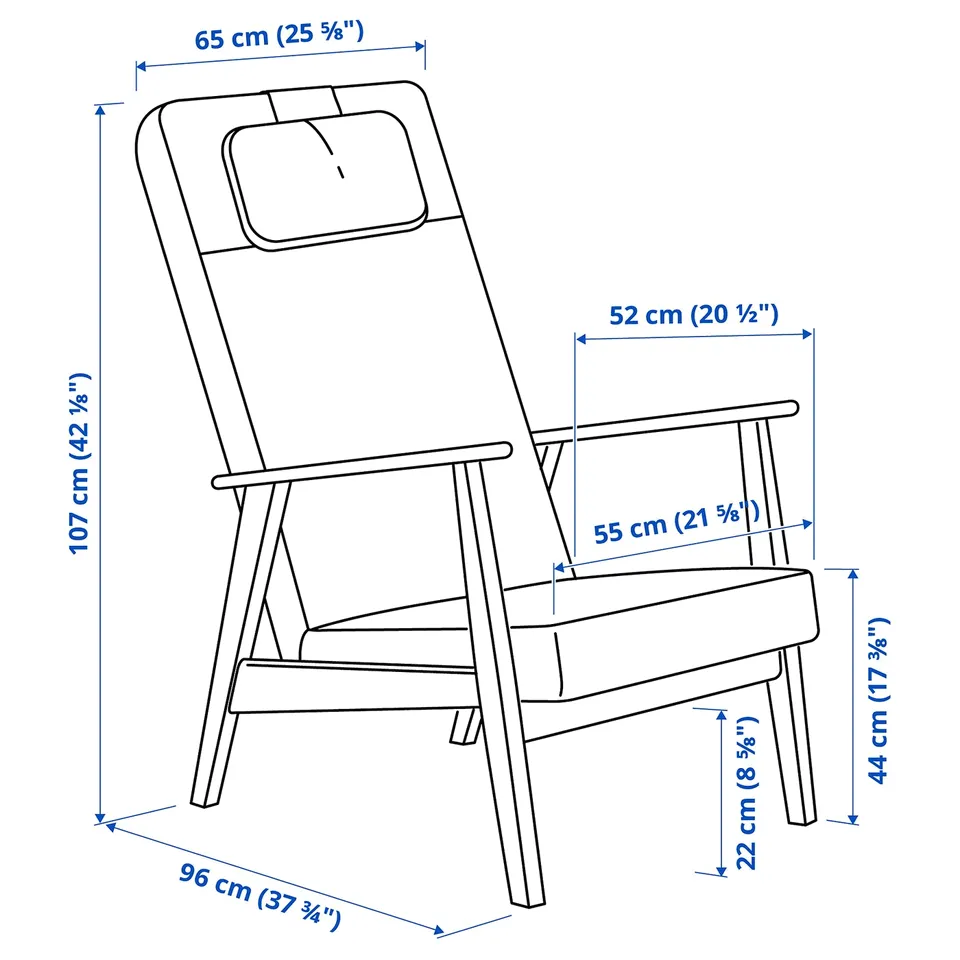 EKENÄSET High-back armchair, oak effect/Axvall off-white