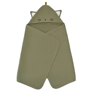 GULDVÄVARE baby towel with hood, green, 60x125 cm