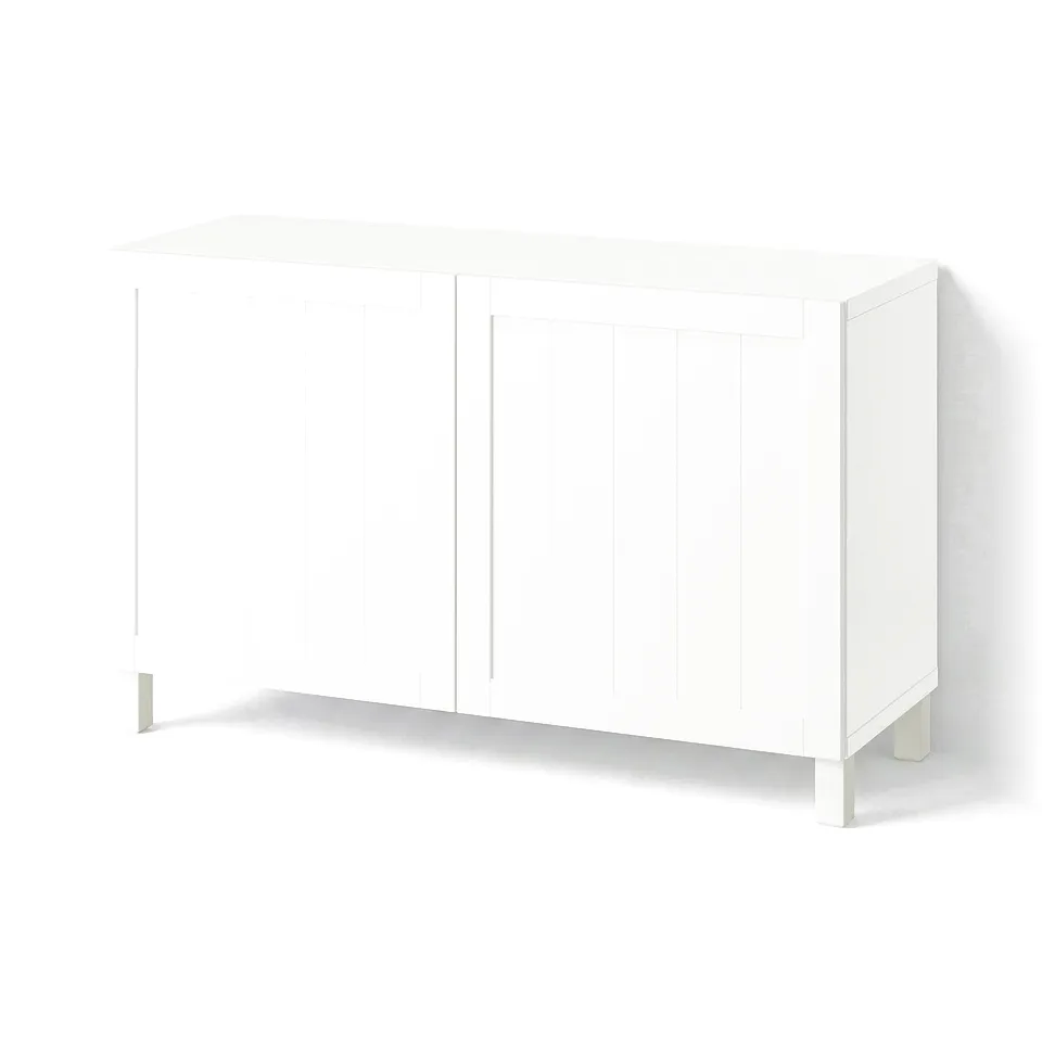 BESTÅ Storage combination with doors, Pipmakare white/Stubbarp white, 120x42x74 cm